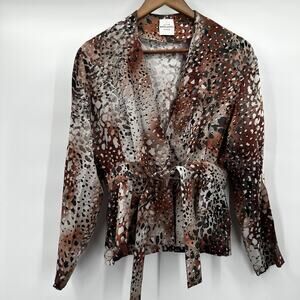 Roseanna Blouse Top Womens US 6 Silk Blend Animal Print Rs Atelier Faux Wrap‎
